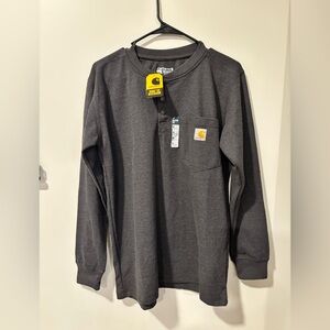 Carhartt Waffle Knit relaxed fit Charcoal Long Sleeve Tee